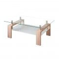 Tavolino fisso in vetro, gambe in rovere color Kendra 100 x 43 x 60 cm