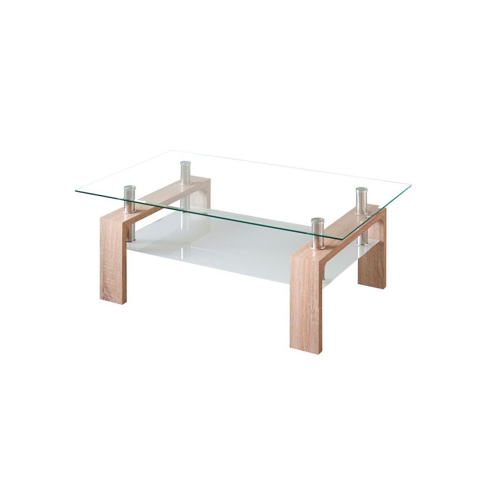 Table d'appoint en verre chêne Kendra | Livraison gratuite | fanmuebles