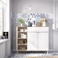Mueble Auxiliar Wok - Blanco y Natural - 120 x 102,2 x 40 cm