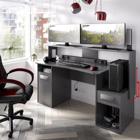 Gamer-Schreibtisch Fosk in Graphitfarbe