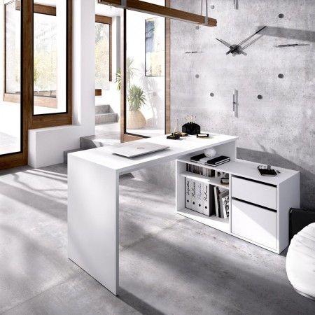 Mesa de canto angular Rox branca