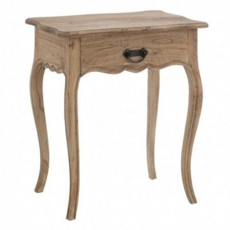 Comodino in legno naturale per camera da letto.