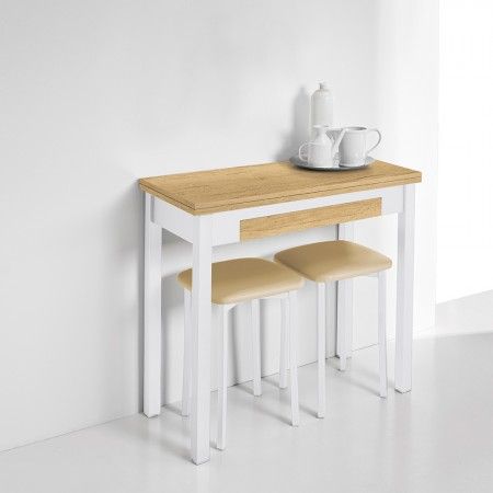 Table de cuisine avec des pieds blancs en forme de nuage