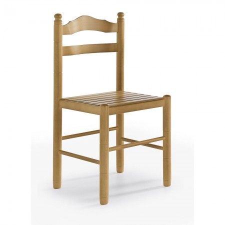 Sedia classica in legno di ciliegio Mónica con seduta a doghe.