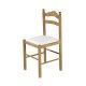 Silla de madera clásica cerezo Mónica asiento polipiel blanca