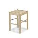 Klassischer natürlicher Holzhocker Monica mit Sitz aus Weidenruten.