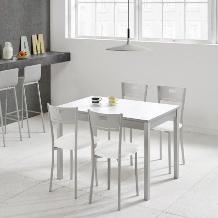 Table de cuisine fixe en stratifié blanc - Fanmuebles