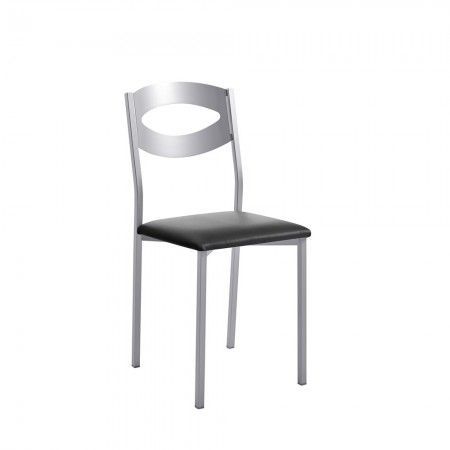 Chaise de cuisine Olga, rembourrée en noir