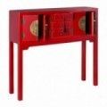 Consolle d'ingresso con 4 ante e 3 cassetti Oriente, rossa