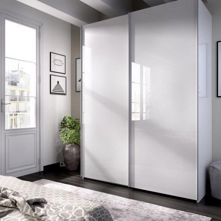 Armoire coulissante blanche Slide de 150 cm, ambiance fermée