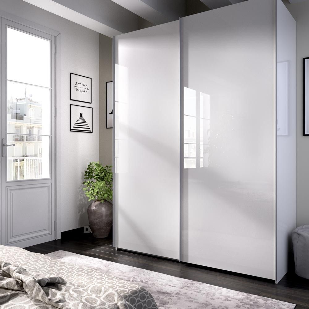 Armoire coulissante blanche Slide de 150 cm, ambiance fermée