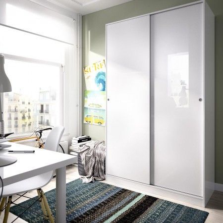 Armoire coulissante blanche brillante Slide de 120 cm, ambiance