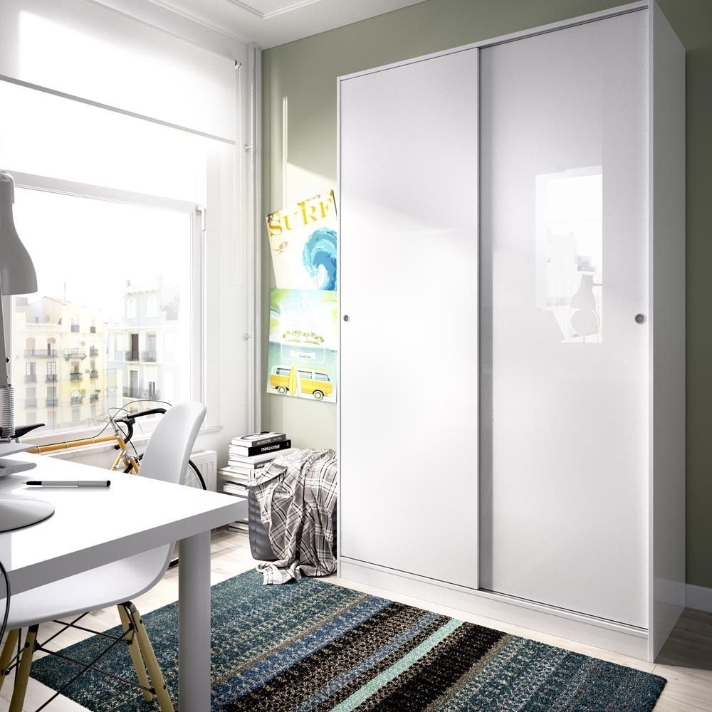 Armoire coulissante blanche brillante Slide de 120 cm, ambiance