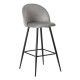 Tabouret haut en tissu gris - métal pour salon