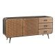 Gebogener Metall-Sideboard Malena in Naturfarben und Schwarz.