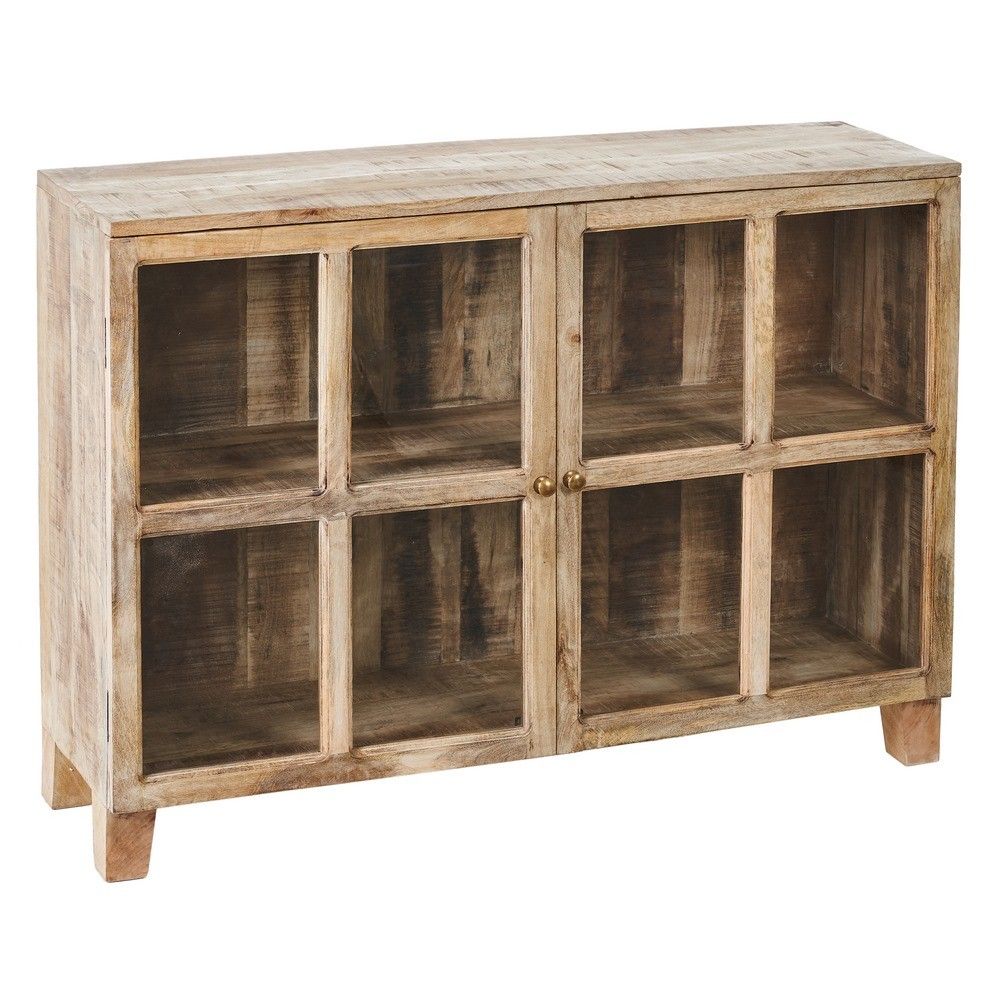 Vitrine 2 portas de madeira de mangue natural fanmuebles