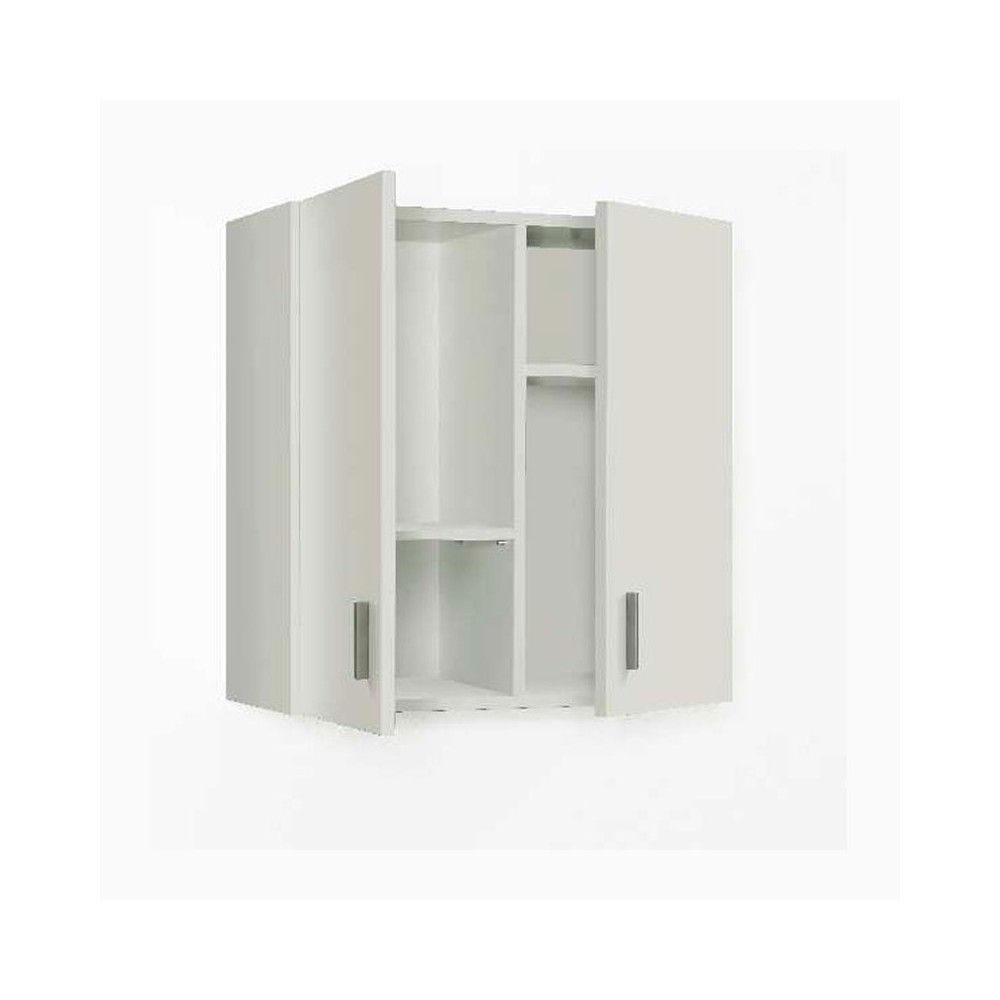 Armário multiuso para pendurar com 2 portas branco. Use, aberto.