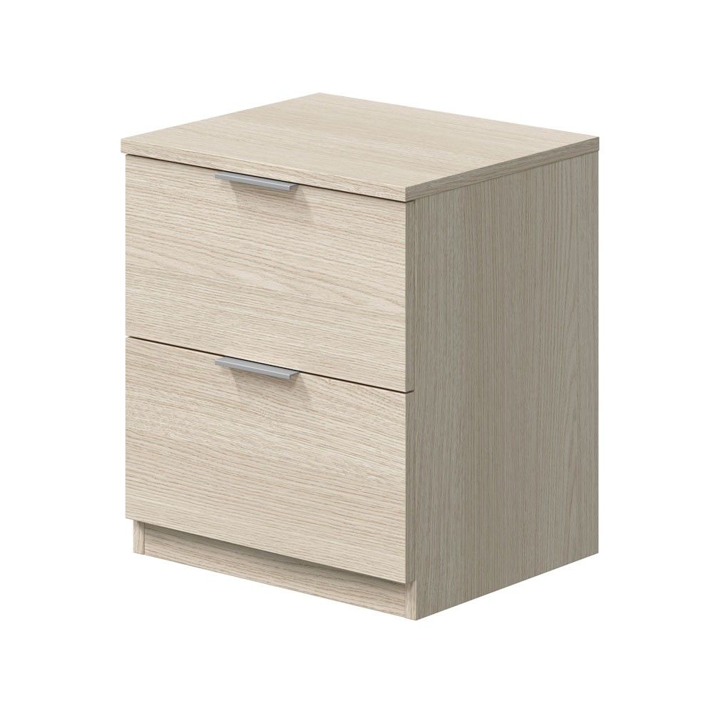 Comodino economico in rovere con 2 cassetti