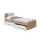 Cama juvenil com gaveta e cabeceira.