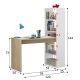 Bureau d'étude avec étagère Duplo Blanc - Chêne