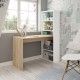 Mesa de estudio con estantería Duplo Blanco - Roble