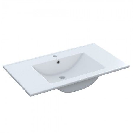 Lavabo in ceramica bianca per mobile da 80 cm.