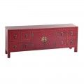 Mueble bajo Oriental Rojo Lacre 8 Cajones y 2 Puertas - 130 x 50,5 x 24 cm