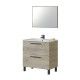 Meuble de salle de bain économique en chêne de 80 cm avec 2 tiroirs et miroir.