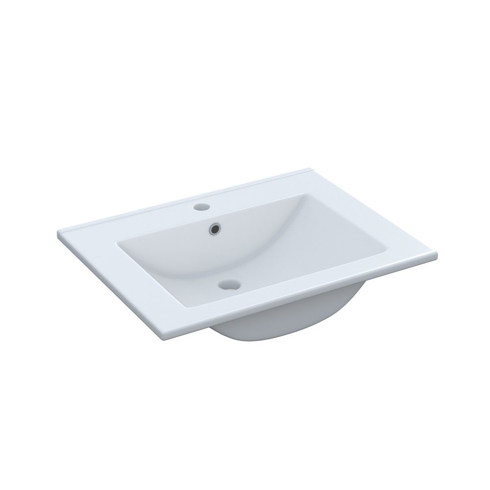 Lavatório cerâmico branco para móvel 60 cm | fanmuebles