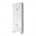 Coluna de casa de banho Aruba com 4 portas e 1 gaveta em branco brilhante.