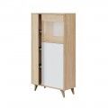 Vetrina per soggiorno Kikua 3 ante in rovere canadese bianco Artik 77 x 142 x 33 cm