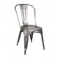 Sedia da Pranzo Impilabile Industriale Dallas Argento Metallo 45x85x52,5 cm