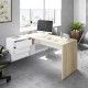 Mesa despacho rincón con buc Office blanco Artik roble (3)