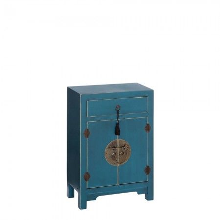Mesa de cabeceira com 1 gaveta e 2 portas Oriente, Azul (2)