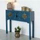 Console d'ingresso con 4 ante e 3 cassetti Oriente, Blu (3)