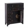 Mueble auxiliar recibidor con 2 puertas y 8 cajones Oriente, Negro