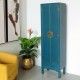 Armoire d'appoint pour salon avec 2 portes, style oriental, bleu ambiance