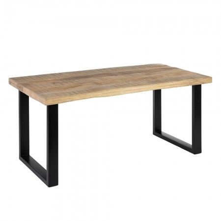 Mesa de jantar em madeira de manga e ferro.