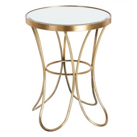 Mesita Oro Metal-Cristal Decoración 48 X 48 X 62 Cm