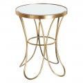Mesa de centro em metal dourado com decoração em cristal, 48 x 48 x 62 cm.