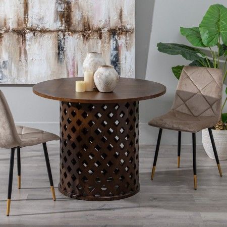 Mesa redonda madera natural con diseño exclusivo – Elegancia para tu comedor | fanmuebles