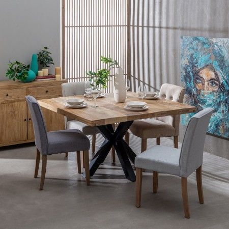 Mesa cuadrada madera maciza 130 x 130 cm | fanmuebles