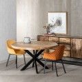 Table à manger naturelle - Bois noir-fer 140 x 140 x 77 cm