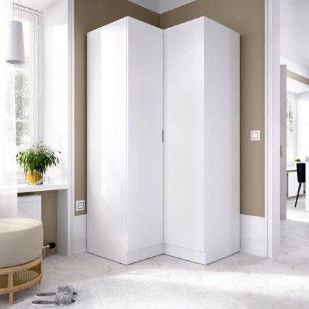 Armoire d'angle Essen blanc ambiance