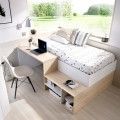 Lit Compact avec bureau Kric Naturel Blanc