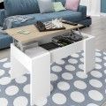 Tavolino da salotto sollevabile bianco Artik rovere 100 x 45 - 56 x 50 - 69 cm
