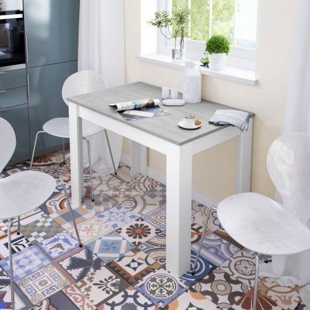 Tavolo da cucina Cloe bianco - ambiente cemento