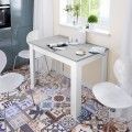 Table fixe pour cuisine salle à manger Cloe, blanc Artik - Ciment