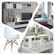 Ensemble salon Belus avec table console extensible blanc