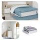 Testiera con due comodini, cassettiera e letto.